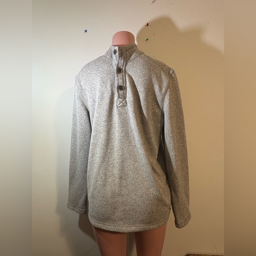 GH Bass & Co Men's Pullover Shirt Fleece Lined Long Sleeve Mock Neck Gray Size L